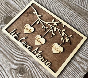 Mother's Day Gift- Mother's Day Sign- Gift for Mom- Personalized sign for Mom- Grandma Gift- Gift for Grandma- Heart Name Sign- Family Tree